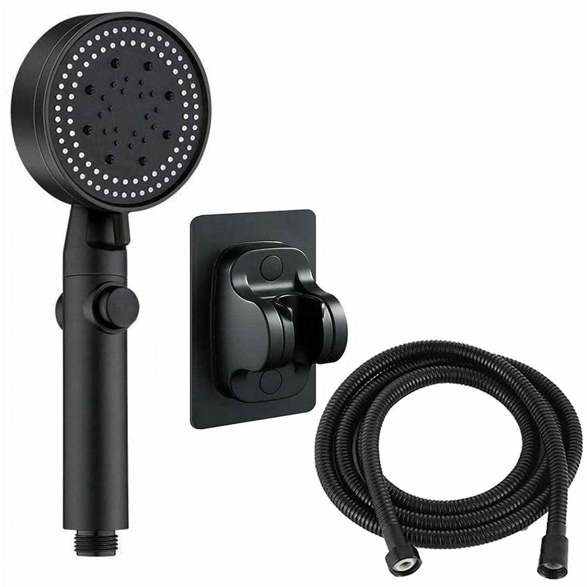 Set 3 elemente pentru dus, para de dus moderna + furtun flexibil + suport pentru perete, culoare Neagra Set 3 elemente pentru dus, para de dus moderna + furtun flexibil + suport pentru perete, culoare Neagra